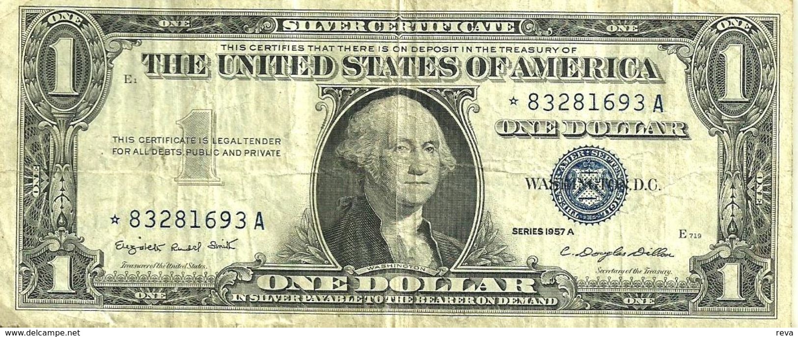 USA UNITED STATES $1 SILVER CERTIFICATE BLUE SEAL SERIES 1957 AVF P419a READ DESCRIPTION CAREFULLY !!! - Certificats D'Argent (1928-1957)