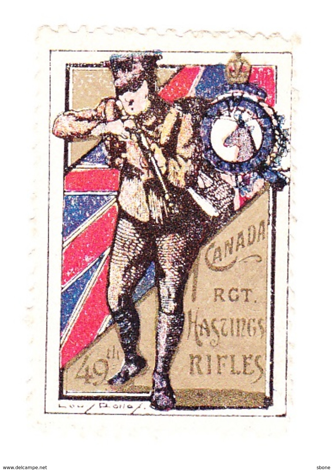 Vignette Militaire Delandre - Canada - 49th Rifles - Vignette Militari