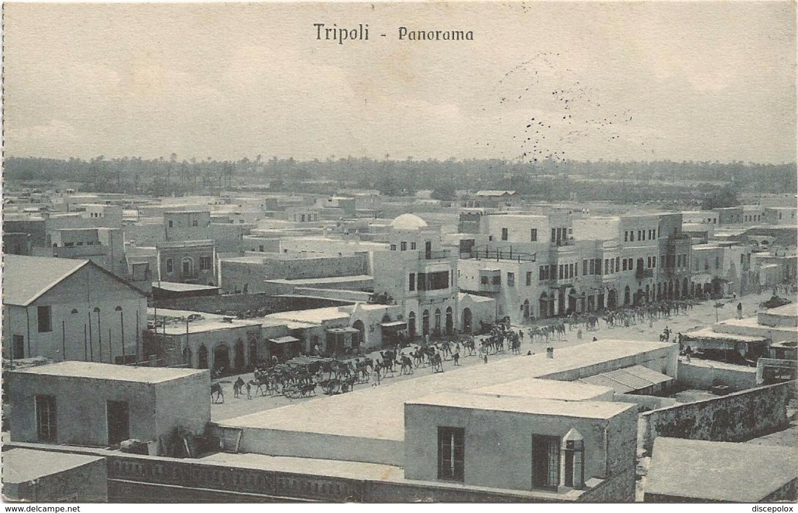 Z3763 Tripoli - Panorama - Guerra Italo Turca 1912 - Franchigia Regia Nave Incrociatore Flavio Gioia - Libia