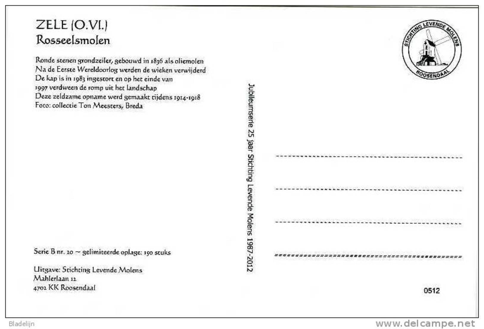 ZELE (O.Vl.) - Molen/moulin - Zeldzame Opname: De Gewezen Rosseelsmolen Tijdens 1914-1918, Met Wieken, Schoorsteen E.d. - Zele