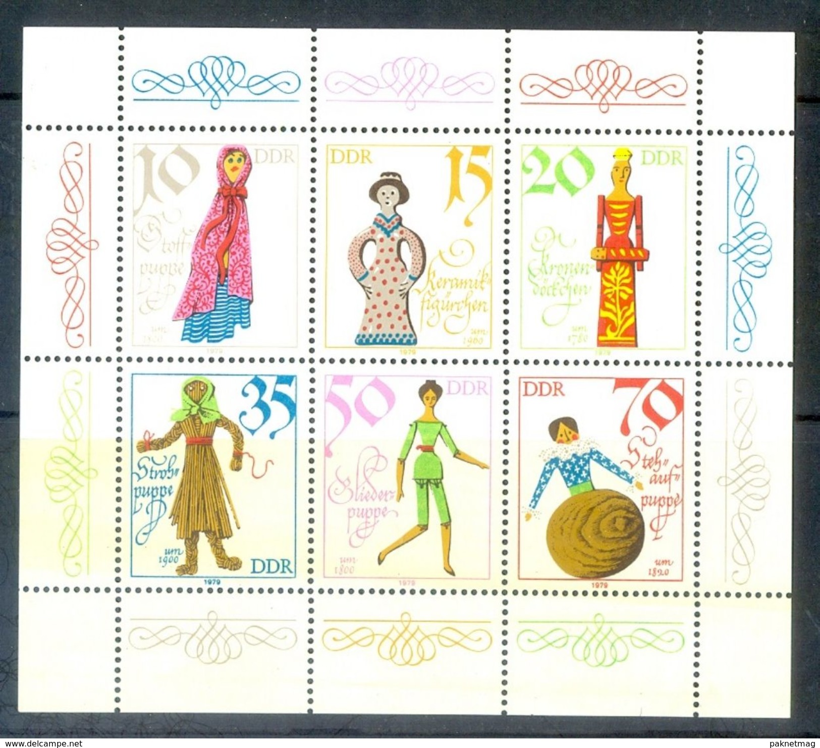 S185- DDR Germany Democratic Republic 1979. Michel No. 2472-77 Ancient Puppets Miniature Sheet - Other & Unclassified