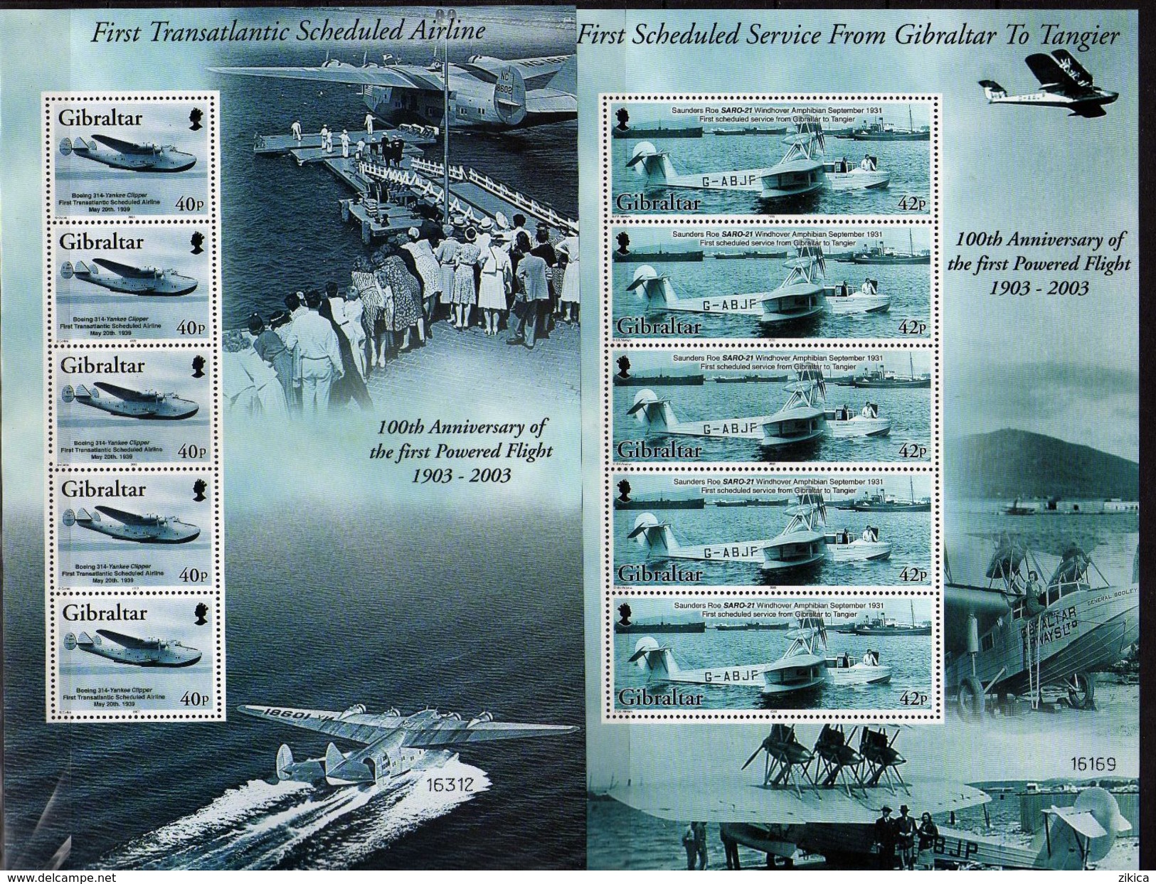 Gibraltar 2003 The 100th Anniversary Of Flight.Aviation/Airplanes.Space. 7 Minisheets, MNH(**) - Gibraltar