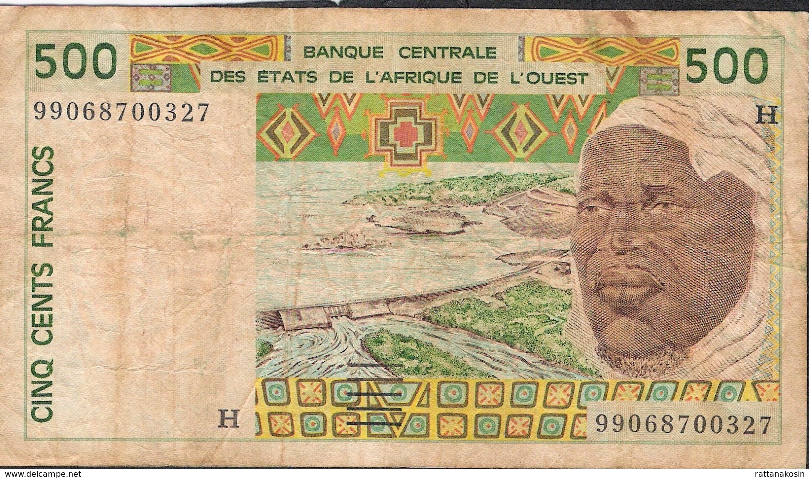 W.A.S. NIGER LETTER H P610Hi 500 FRANCS  (19)99 FINE NO P.h. ! ! - Niger