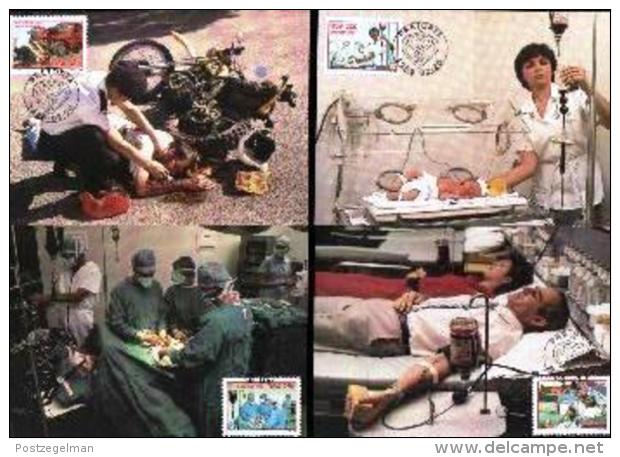 RSA, 1986, Mint Maxi Cards, MI Nr. 38-41, Giving Blood - Brieven En Documenten