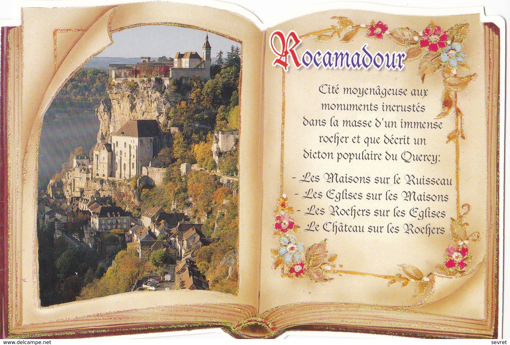 ROCAMADOUR. CPM Livre Ouvert Découpé. Texte Explicatif à Droite - Rocamadour