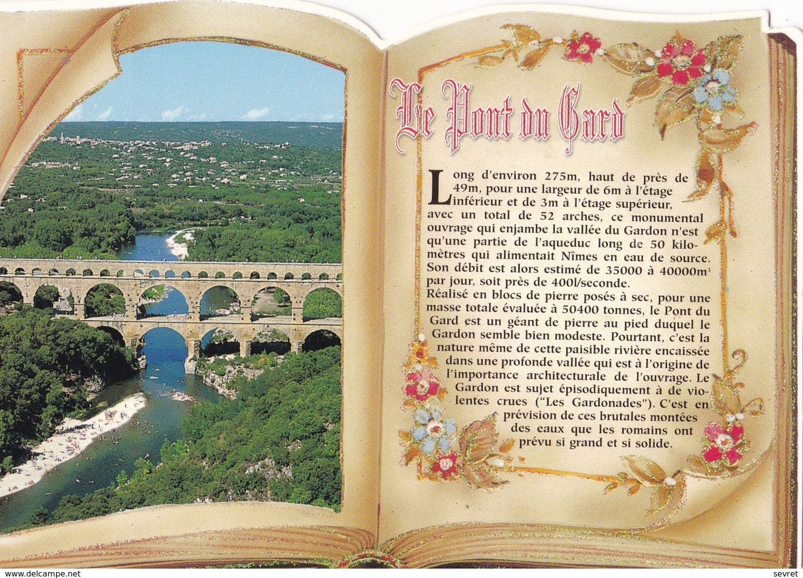 LE PONT DU GARD. - Vue Aérienne. CPM Livre Ouvert Découpé. Texte Explicatif à Droite - Autres & Non Classés