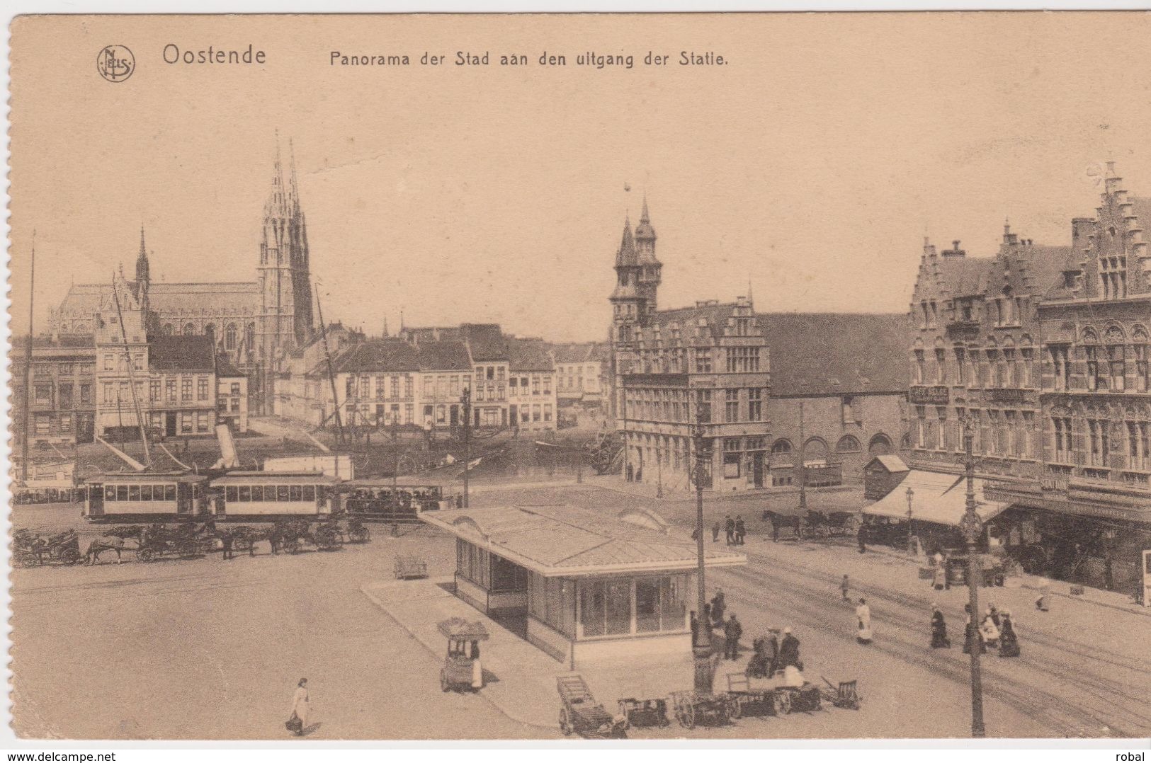 Oostende. Panorama Der Stad Aan De Uitgang Der Statie - Oostende