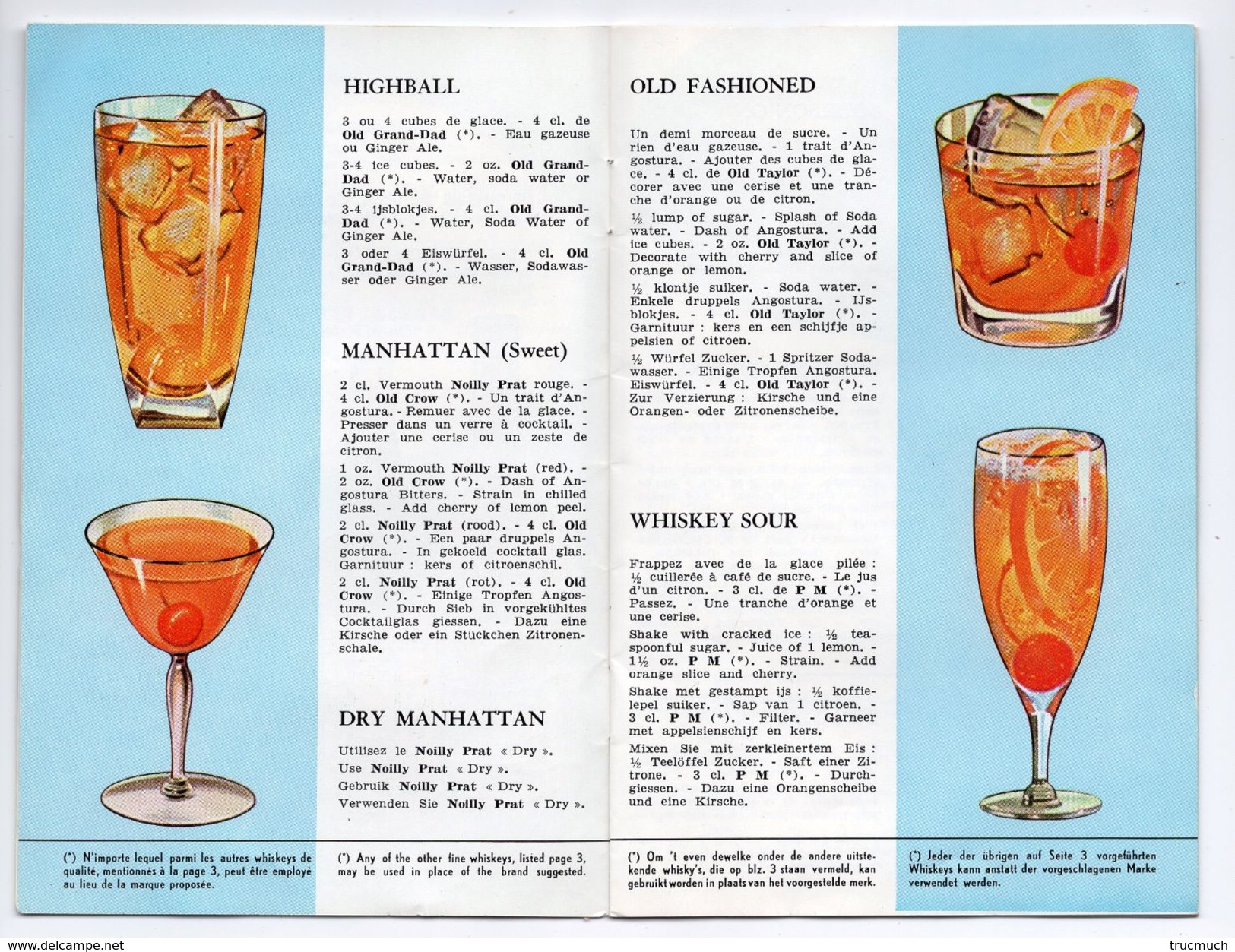 BRUXELLES EXPO 1958 - The Brass Rail - Bourbons - Gin GORDON - VAT 69 - MARTELL - SMIRNOFF - RICARD - NOILLY - MOËT - Alcools