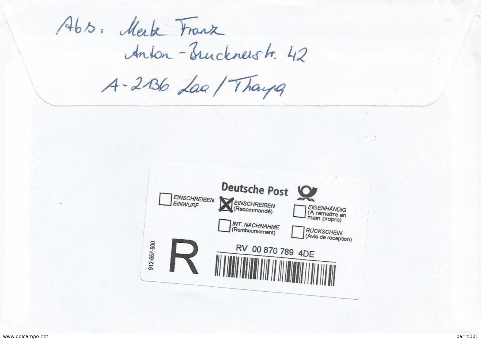 Österreich Austria 2005 Laa An Der Thaya ID:2 Barcoded EMA Postage Paid Registered Cover - Franking Machines (EMA)