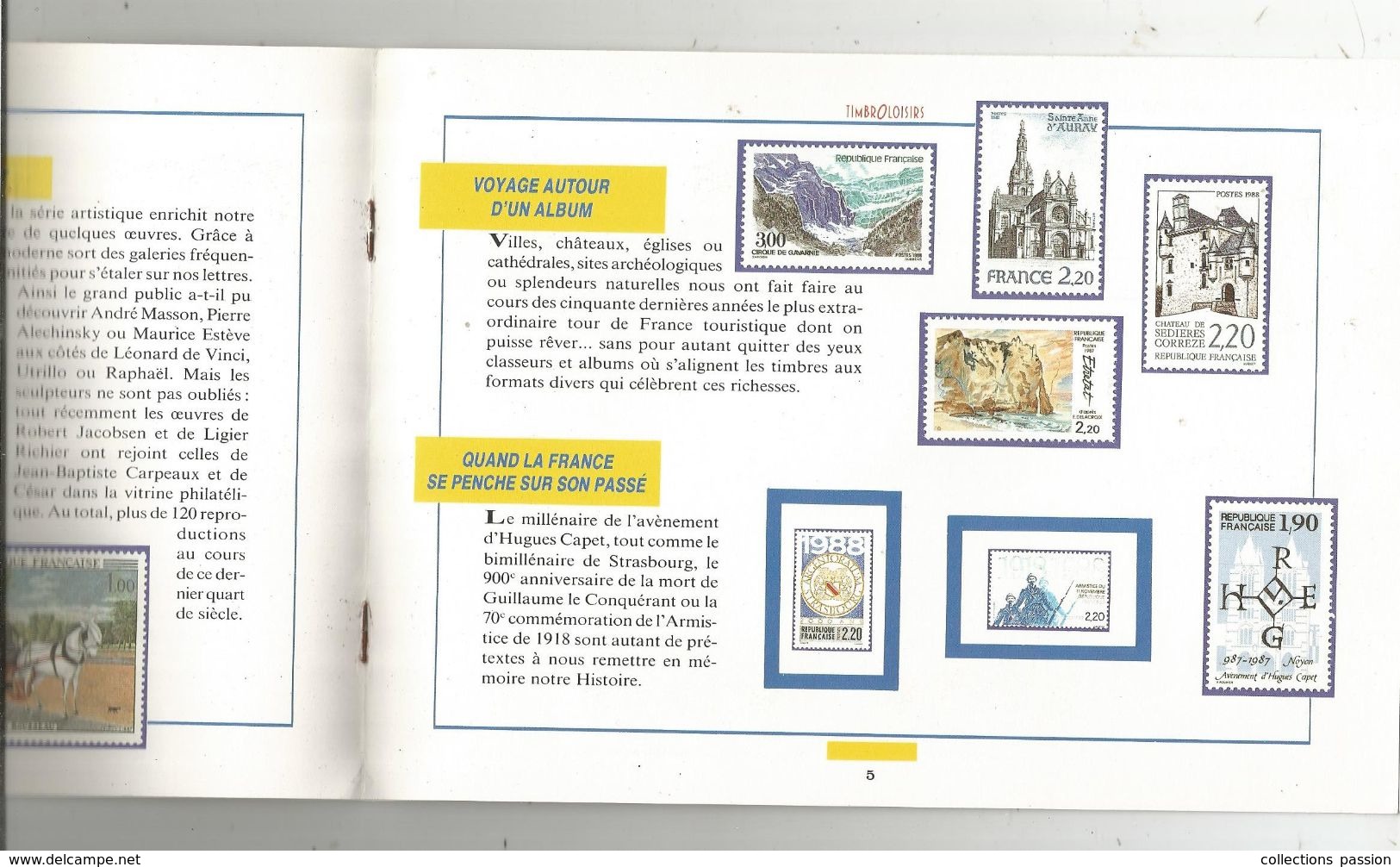 Timbre, Supplément Au N° 0 De TIMBROLOISIRS , Novembre 1988 , 3 Scans ,  8 Pages , 22 X 16 , Frais France : 1.95&euro; - Français (àpd. 1941)