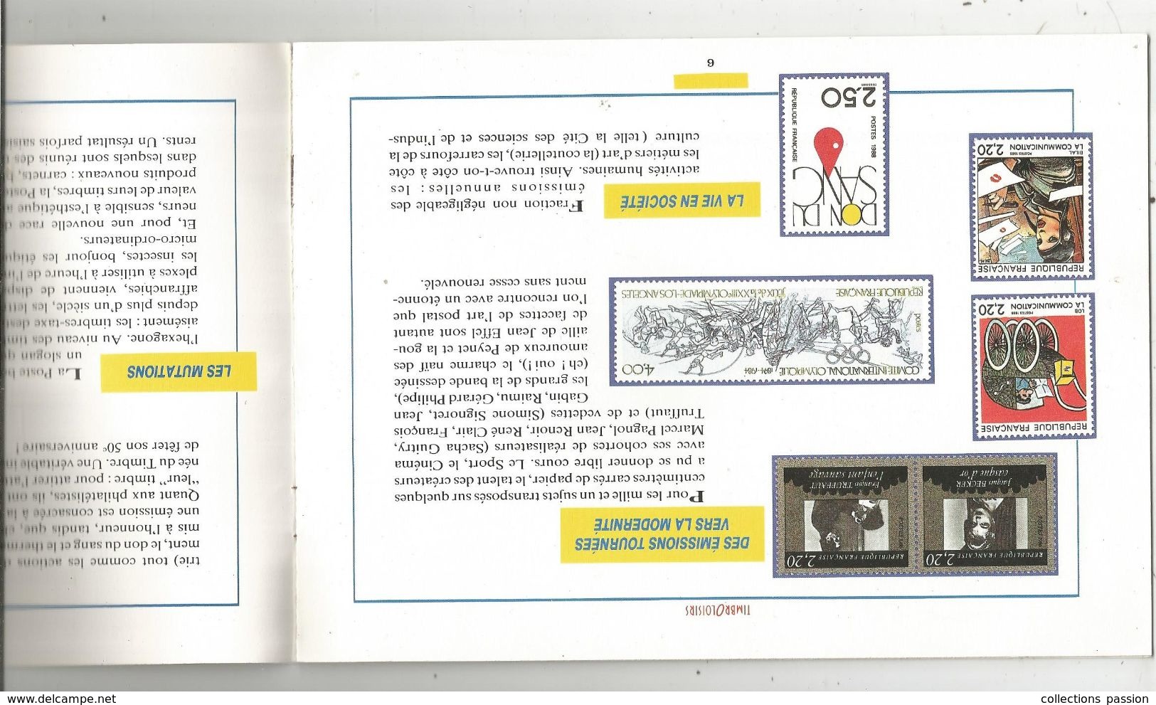 Timbre, Supplément Au N° 0 De TIMBROLOISIRS , Novembre 1988 , 3 Scans ,  8 Pages , 22 X 16 , Frais France : 1.95&euro; - Francesi (dal 1941))