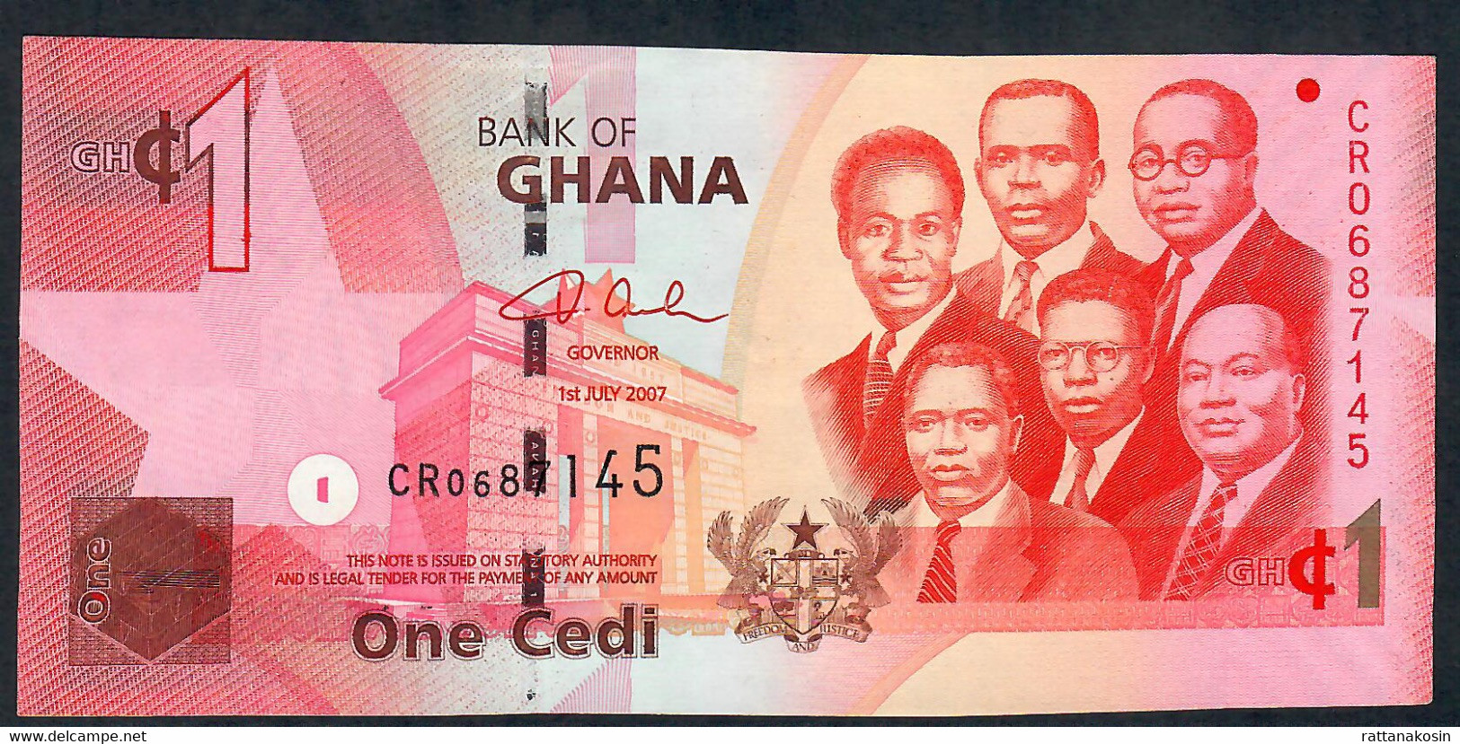 GHANA P37a  1  CEDI  2007 #CR Signature 11   UNC. - Ghana