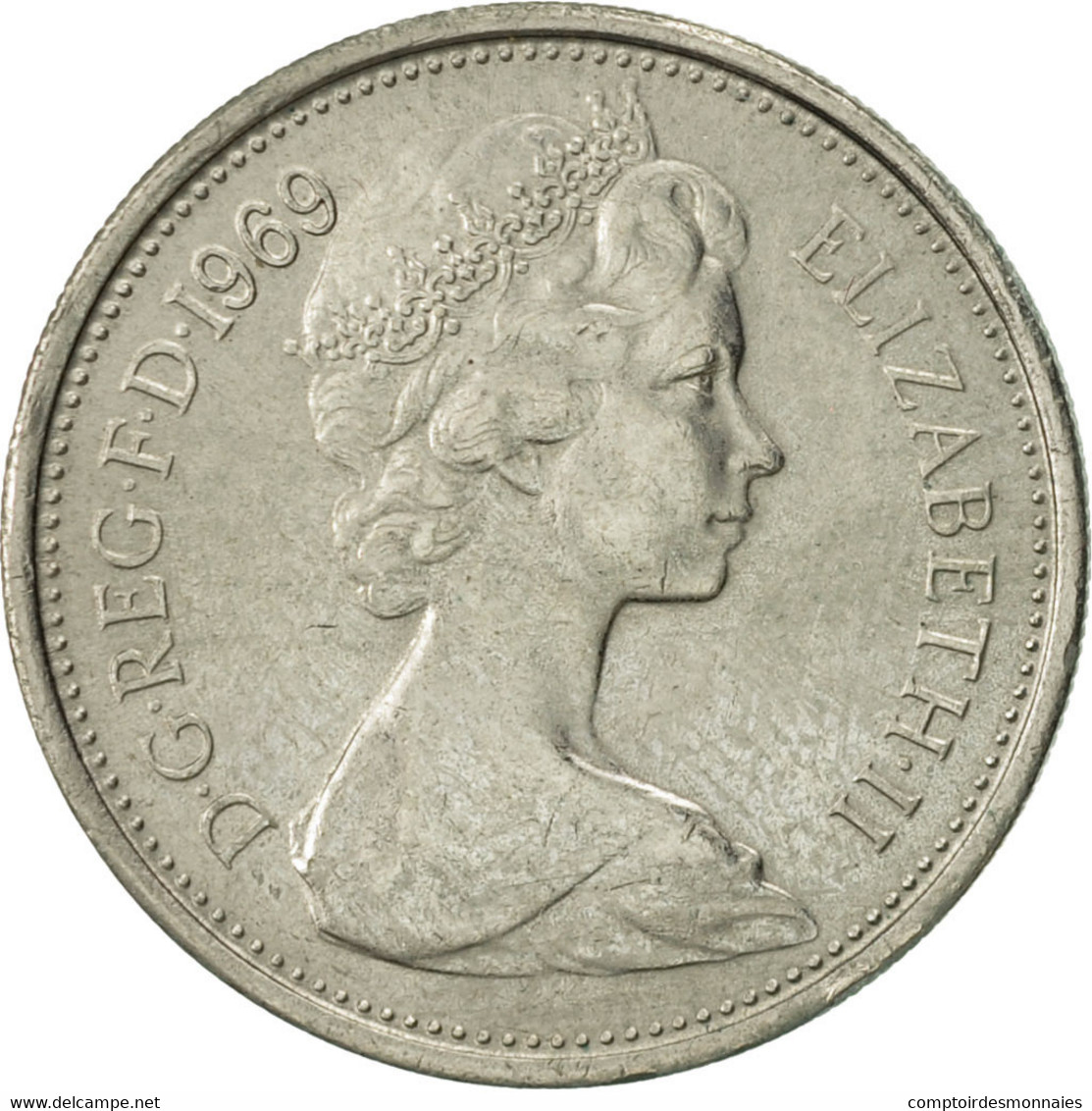 Monnaie, Grande-Bretagne, Elizabeth II, 5 New Pence, 1969, TTB, Copper-nickel - Autres & Non Classés