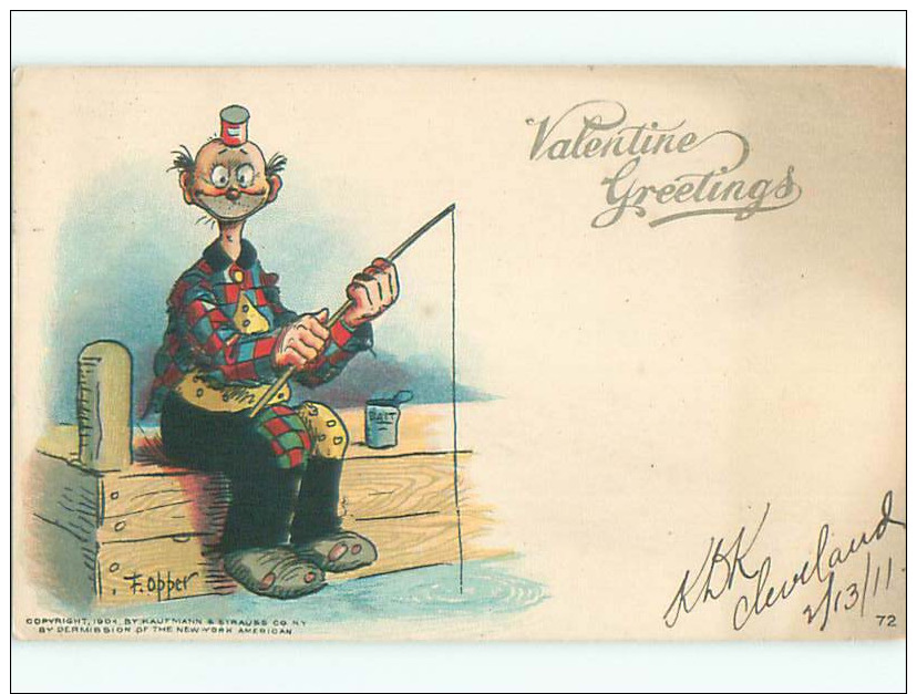 Pre-1907 Valentine Signed FISHING - FISHERMAN AT THE DOCK K5432 - Valentijnsdag