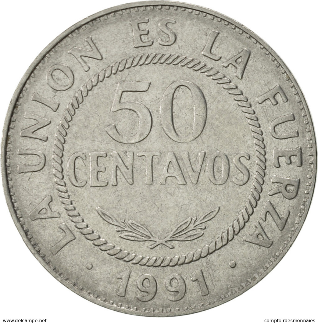Monnaie, Bolivie, 50 Centavos, 1991, TTB+, Stainless Steel, KM:204 - Bolivie