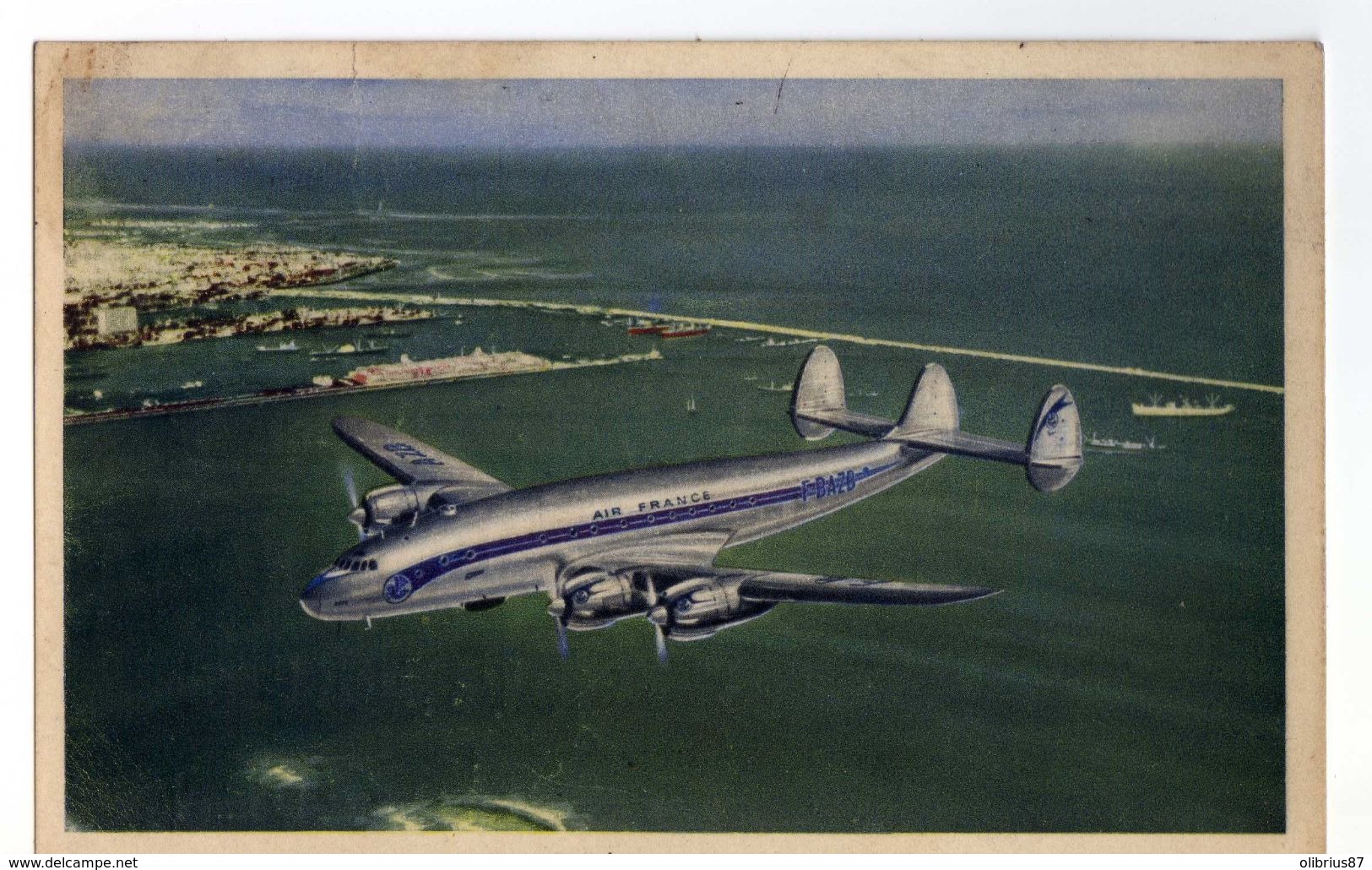 Lockheed Constellation Air France Au-dessus De La Rade De Casablanca Avion Aviation - 1946-....: Moderne