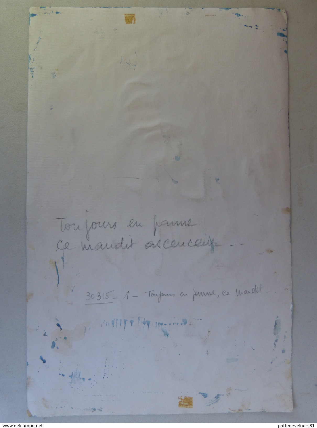 Peinture Originale 24,5 X 38,5 De Louis CARRIERE "Toujours En Panne Ce Maudit Ascenseur..." (4 Scans) - Autres & Non Classés