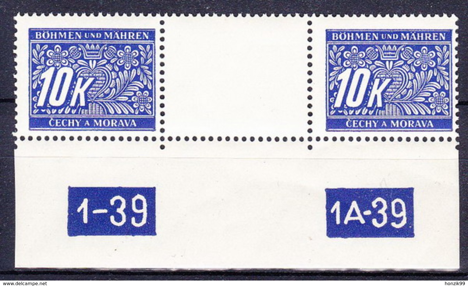 Boheme Et Moravie 1939 Mi P 13 (Yv TT 13), Avec Milésime Tirée No De Planche 1-39 Et 1A-39, (MNH) ** - Nuevos