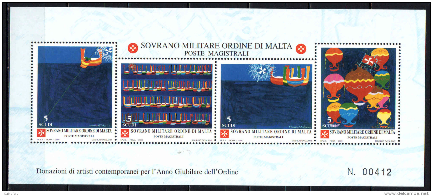 SMOM - 2000 - DONAZIONI DI ARTISTI CONTEMPORANEI PER L'ANNO GIUBILARE DELL'ORDINE - SOUVENIR SHEET - NUOVI MNH - Sovrano Militare Ordine Di Malta