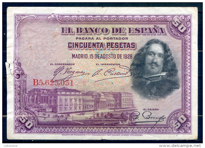 506-Espagne Billet De 50 Pesetas 1928 - B5 - 50 Peseten