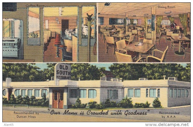 Fort Smith Arkansas, Old South Restaurant, Multi-view Interior Views, C1940s Vintage Linen Postcard - Fort Smith