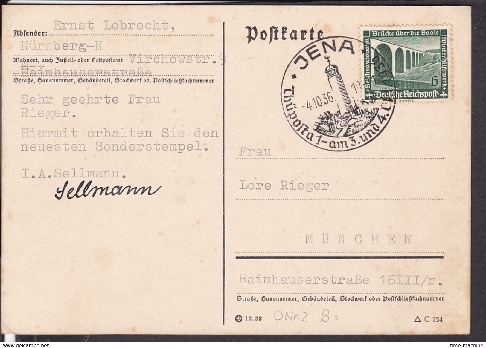 Sonderstempel  Jena " Thüposta " 1936 - Briefe U. Dokumente