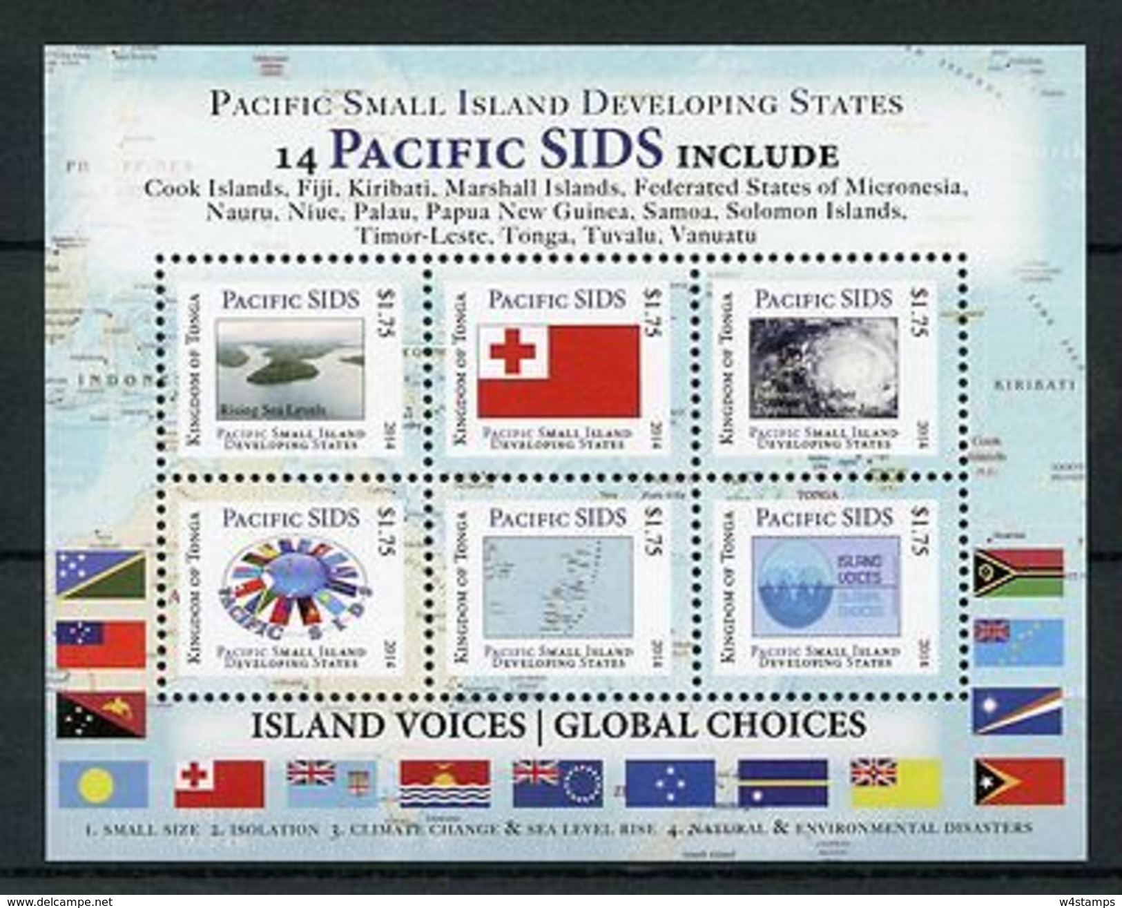 Tonga 2014 MNH Pacific SIDS Small Island Developing States 6v M/S I Logo Stamps - Tonga (1970-...)