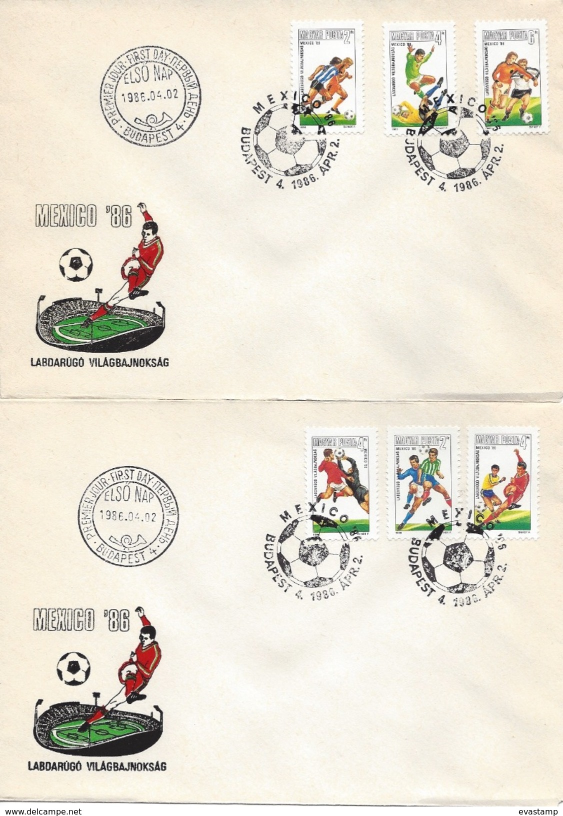 HUNGARY-1986.FDC Cpl.Set -  World Cup Soccer Championships,Mexico Mi:3815-3819. - FDC