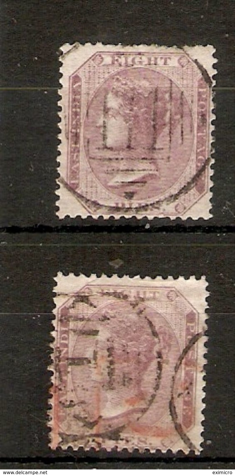 INDIA 1865 8p PURPLE And 8p MAUVE SG 56/57 FINE USED Cat £35 - 1858-79 Compagnie Des Indes & Gouvernement De La Reine