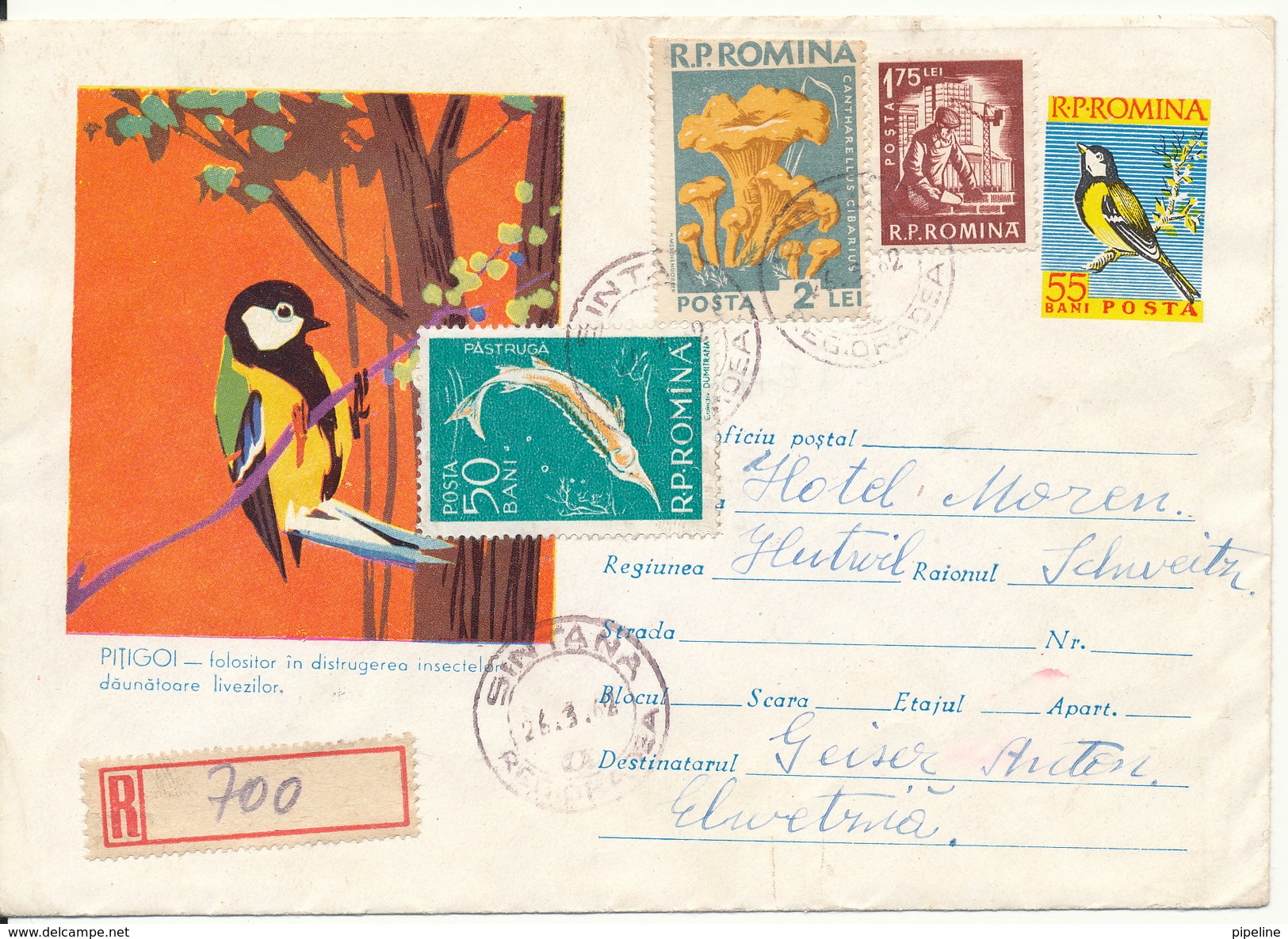 Romania Uprated Postal Stationery Sent To Switzerland 26-3-1962 - Entiers Postaux