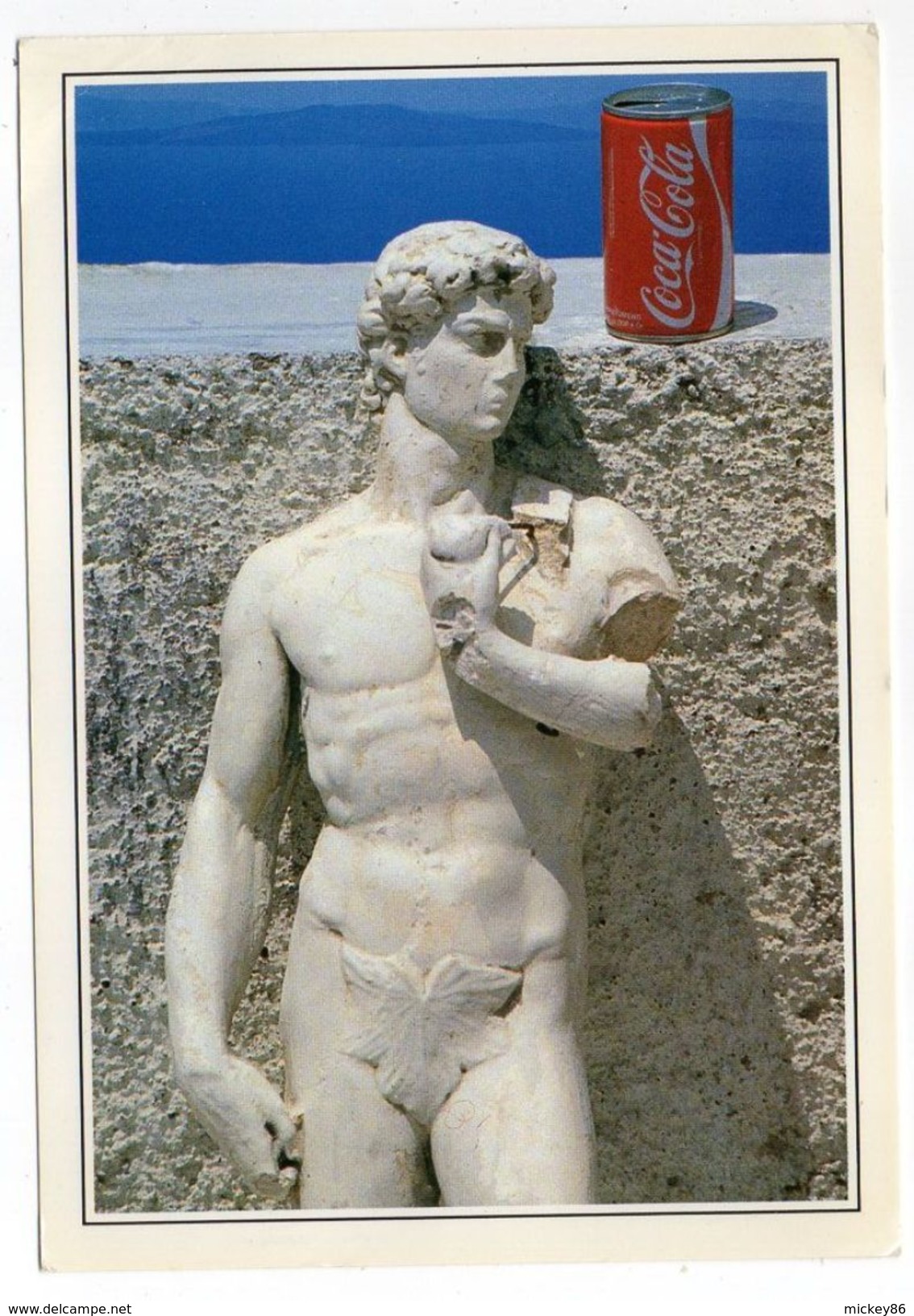 Pub --  Publicité COCA-COLA  Sur Carte Postale De Grèce Représentant Une Statue Ancienne--taxe Au Verso - Postales