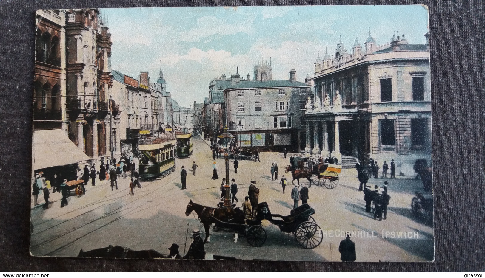 CPA IPSWICH THE CORNHILL ATTELAGE TRAMWAY ANIMATION - Ipswich