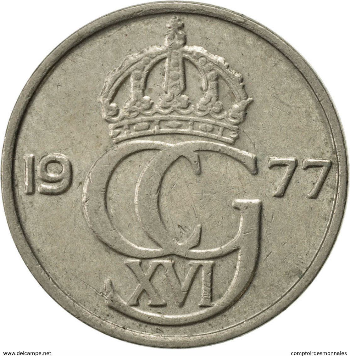 Monnaie, Suède, Carl XVI Gustaf, 50 Öre, 1977, TTB+, Copper-nickel, KM:855 - Suède