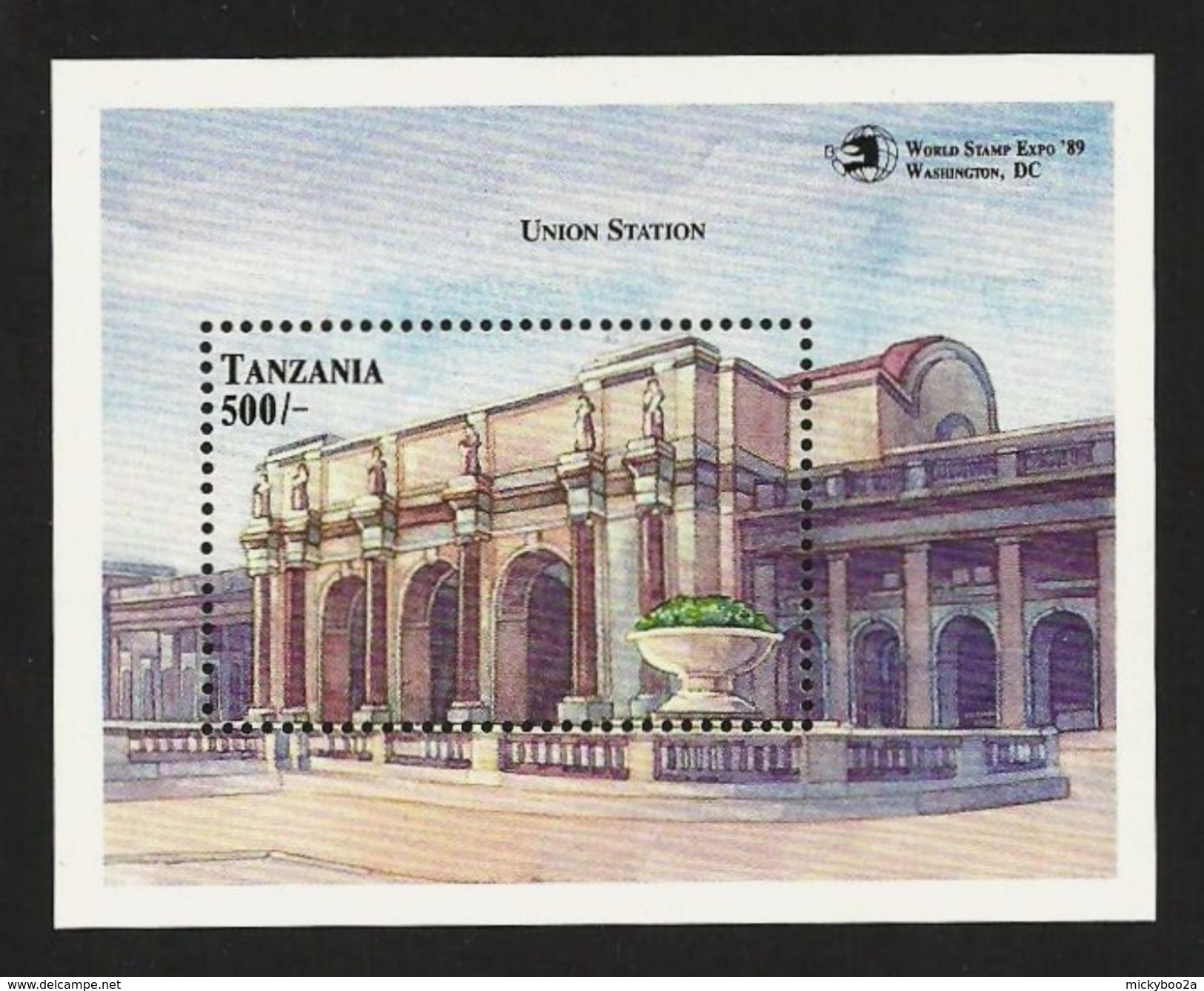 TANZANIA 1989 TRAINS RAILWAY STATION M/SHEET MNH - Tanzania (1964-...)