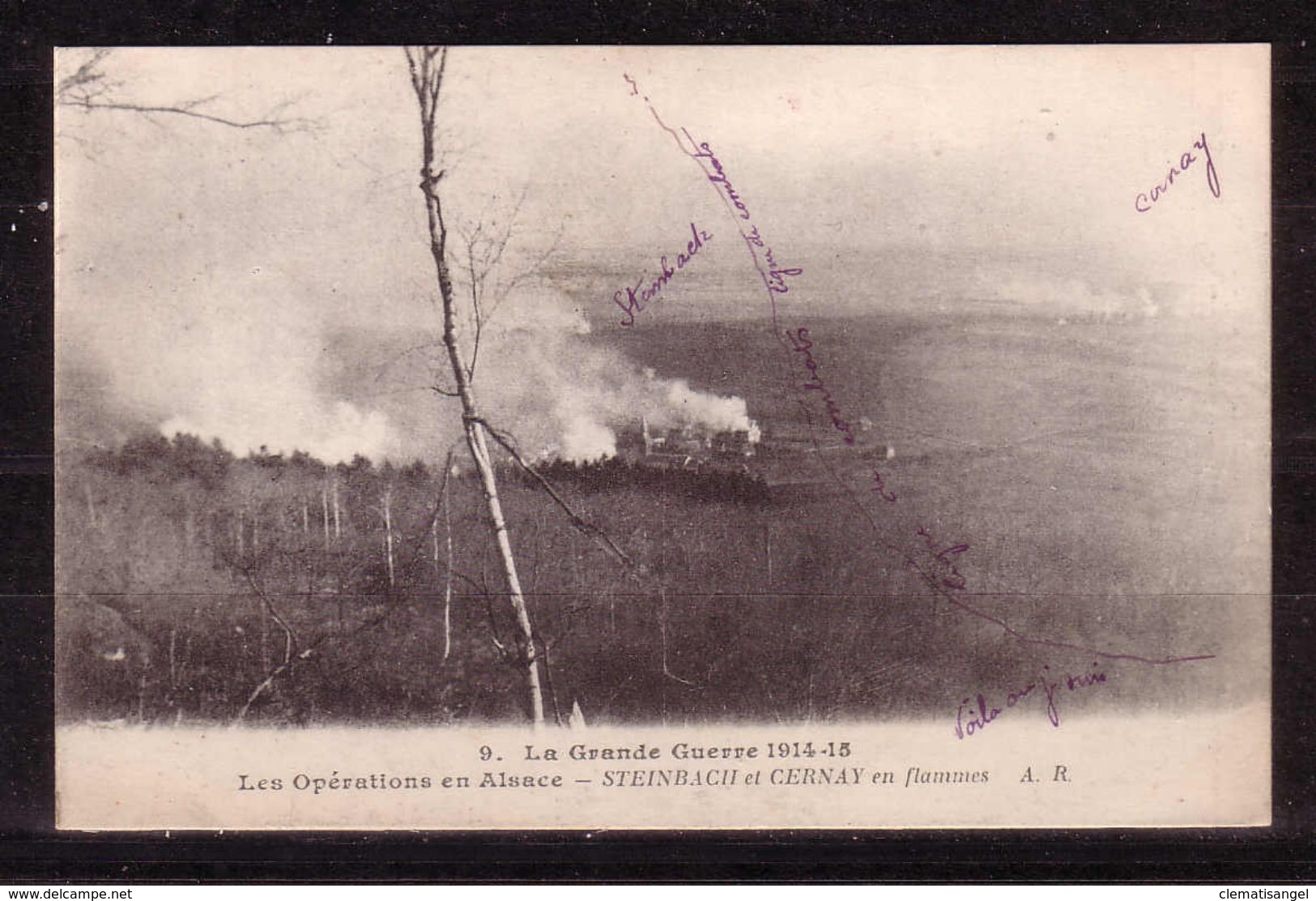 495p * STEINBACH ET CERNAY * EN FLAMMES * 1915 **!! - Cernay