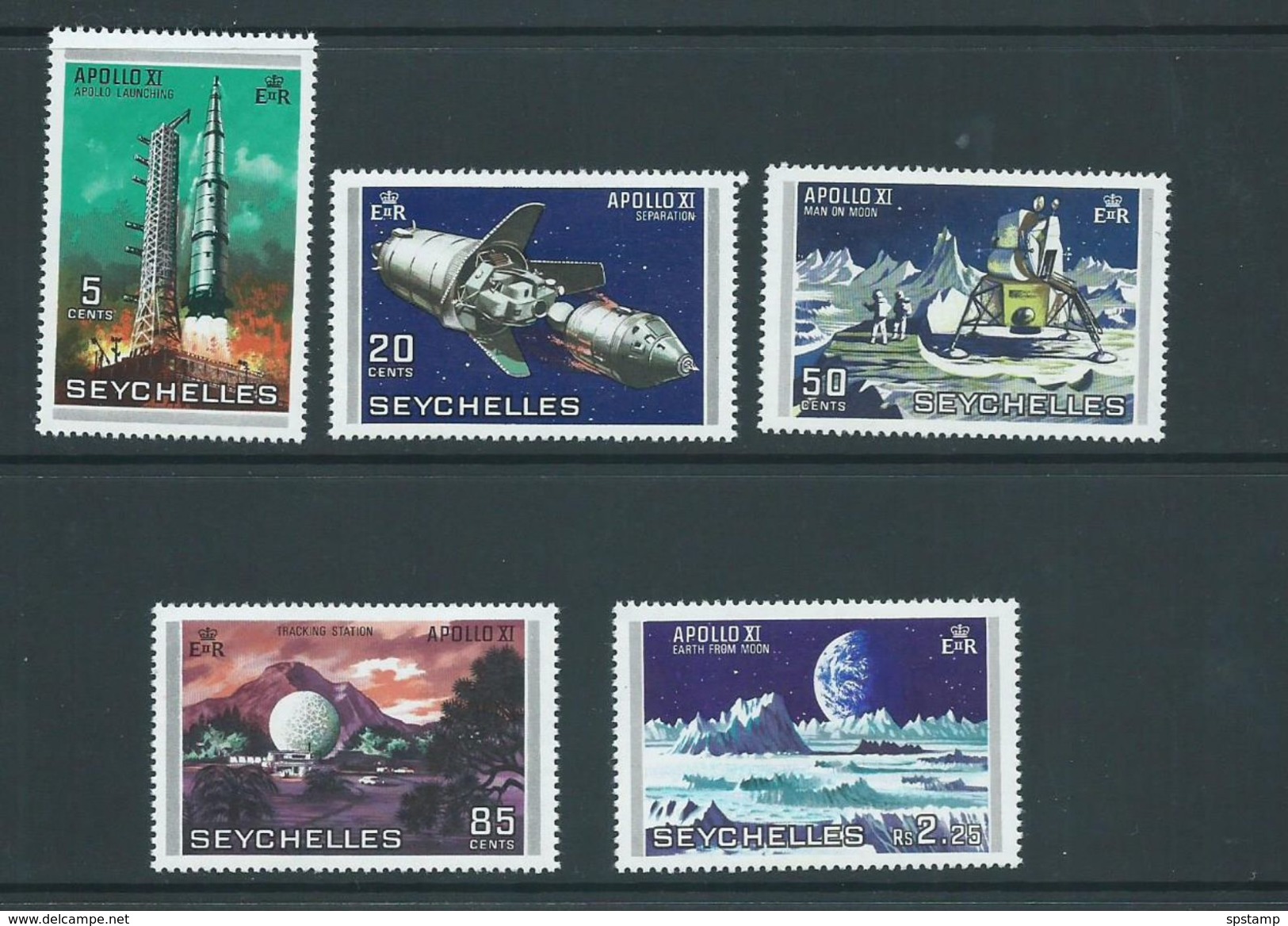 Seychelles 1969 Apollo Moon Landing Space Set Of 5 MNH - Seychelles (...-1976)