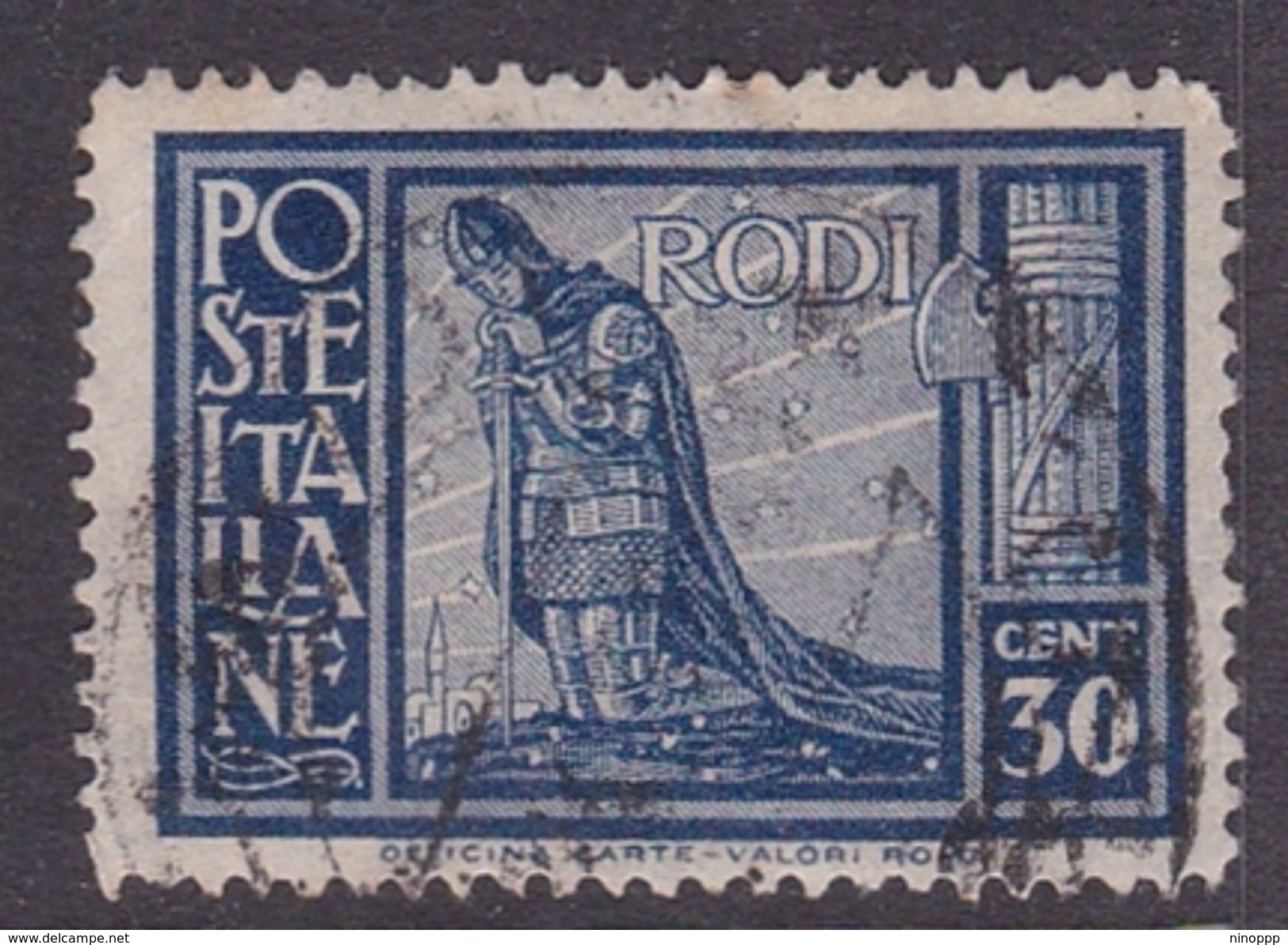 Italy-Colonies And Territories-Aegean General Issue-Rodi S60 1932 Pictorials Perf 14 30c Dark Blue Used - General Issues