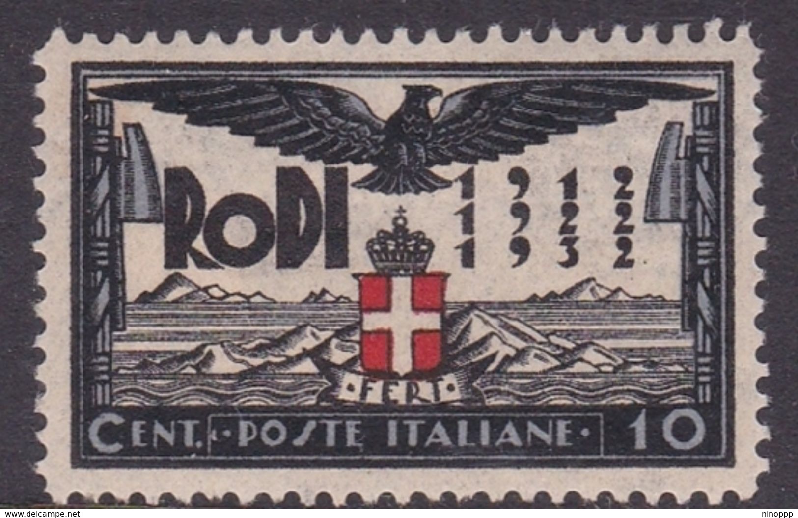 Italy-Colonies And Territories-Aegean General Issue-Rodi S66 20th Anniversary Of The Italian Occupation,10c Black & Blue - Algemene Uitgaven