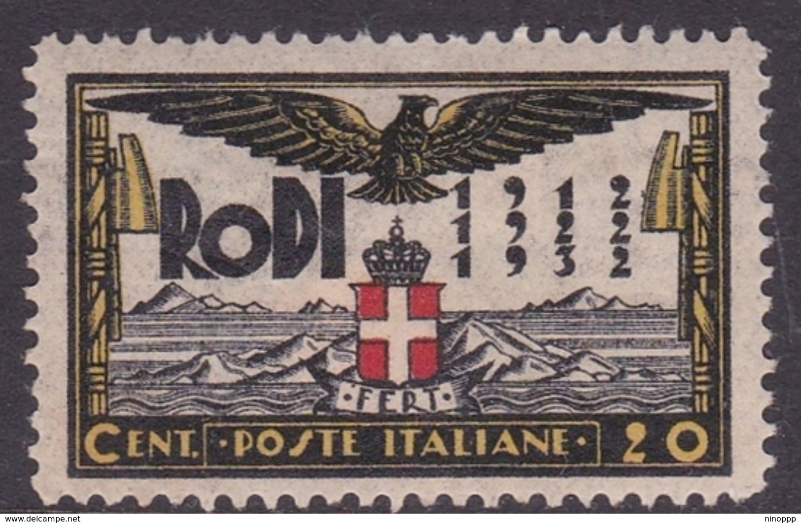 Italy-Colonies And Territories-Aegean General Issue-Rodi S67 20th Anniversary Of The Italian Occupation,20c Black&yellow - General Issues