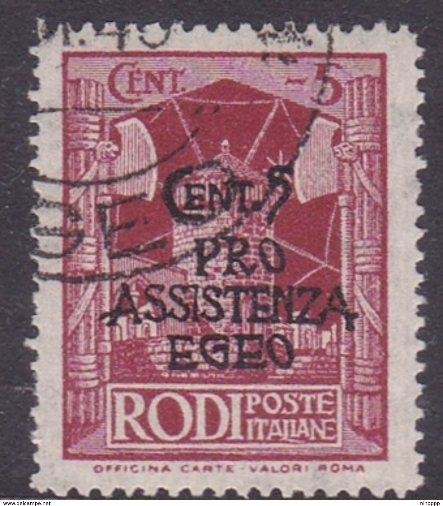 Italy-Colonies And Territories-Aegean General Issue-Rodi S118 1943 Pro Assistenza Egeo,5c+5c Lilac Used - Emissions Générales