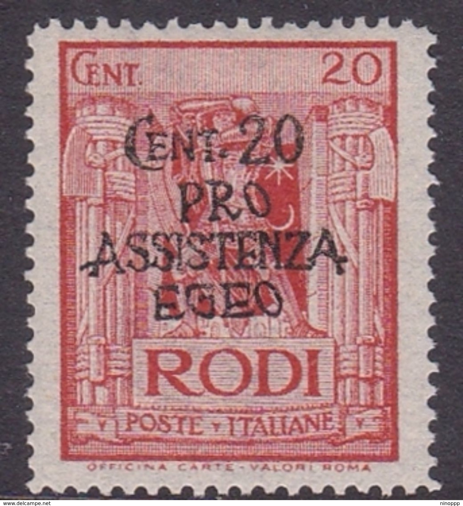 Italy-Colonies And Territories-Aegean General Issue-Rodi S120 1943 Pro Assistenza Egeo,20c+20c Red MNH - General Issues