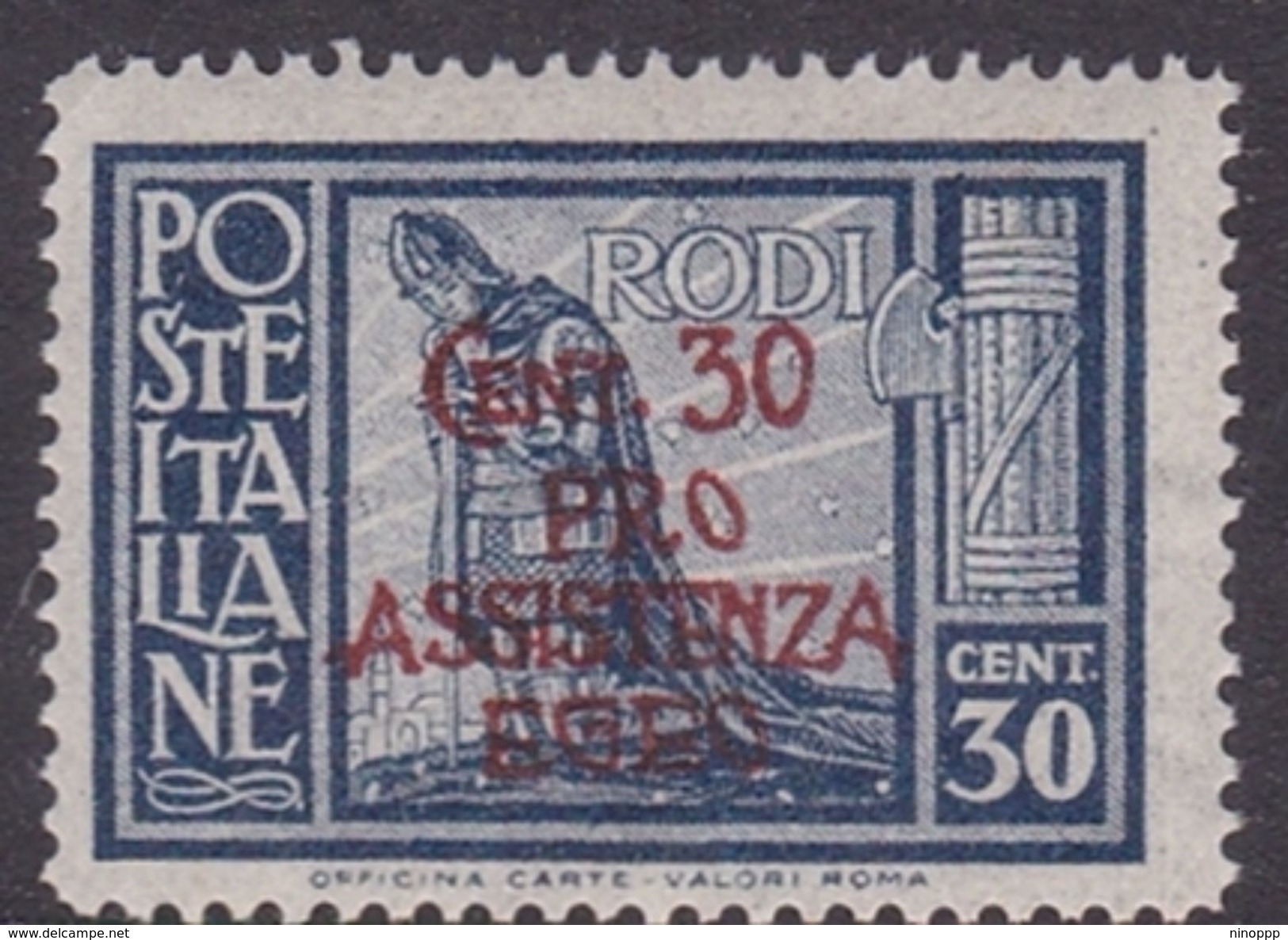 Italy-Colonies And Territories-Aegean General Issue-Rodi S122 1943 Pro Assistenza Egeo,30c+30c Azur MNH - General Issues