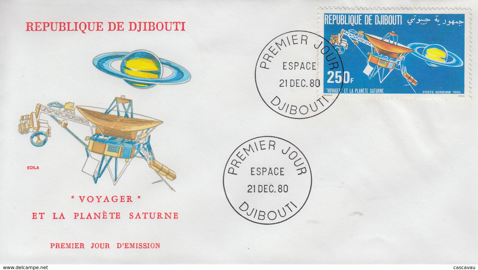 Enveloppe  FDC  1er  Jour    REPUBLIQUE   De   DJIBOUTI    ESPACE    1980 - Djibouti (1977-...)