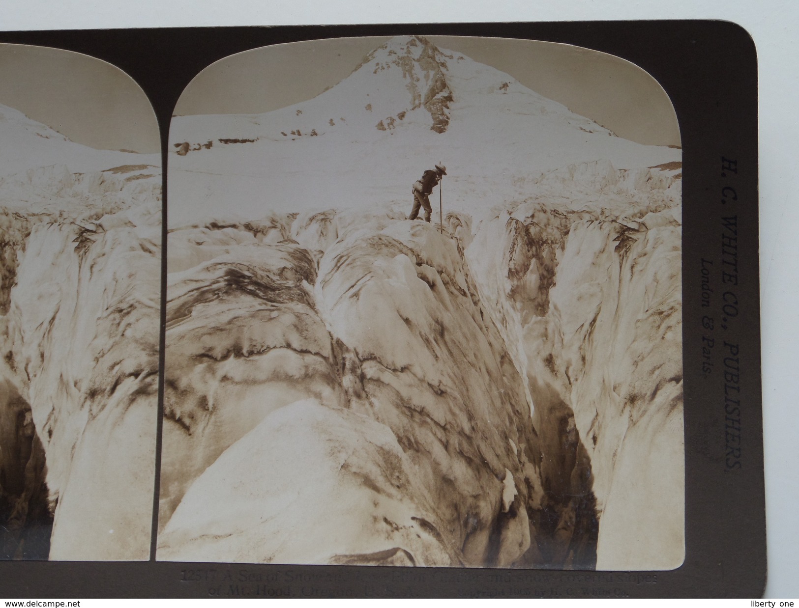 A Sea Of Snow And Ice ELLIOT Glacier, Mt HoodOREGON U.S.A. (12517) Stereo Photo PERFEC / H C White ( Look For Detail ) ! - Stereoscoop