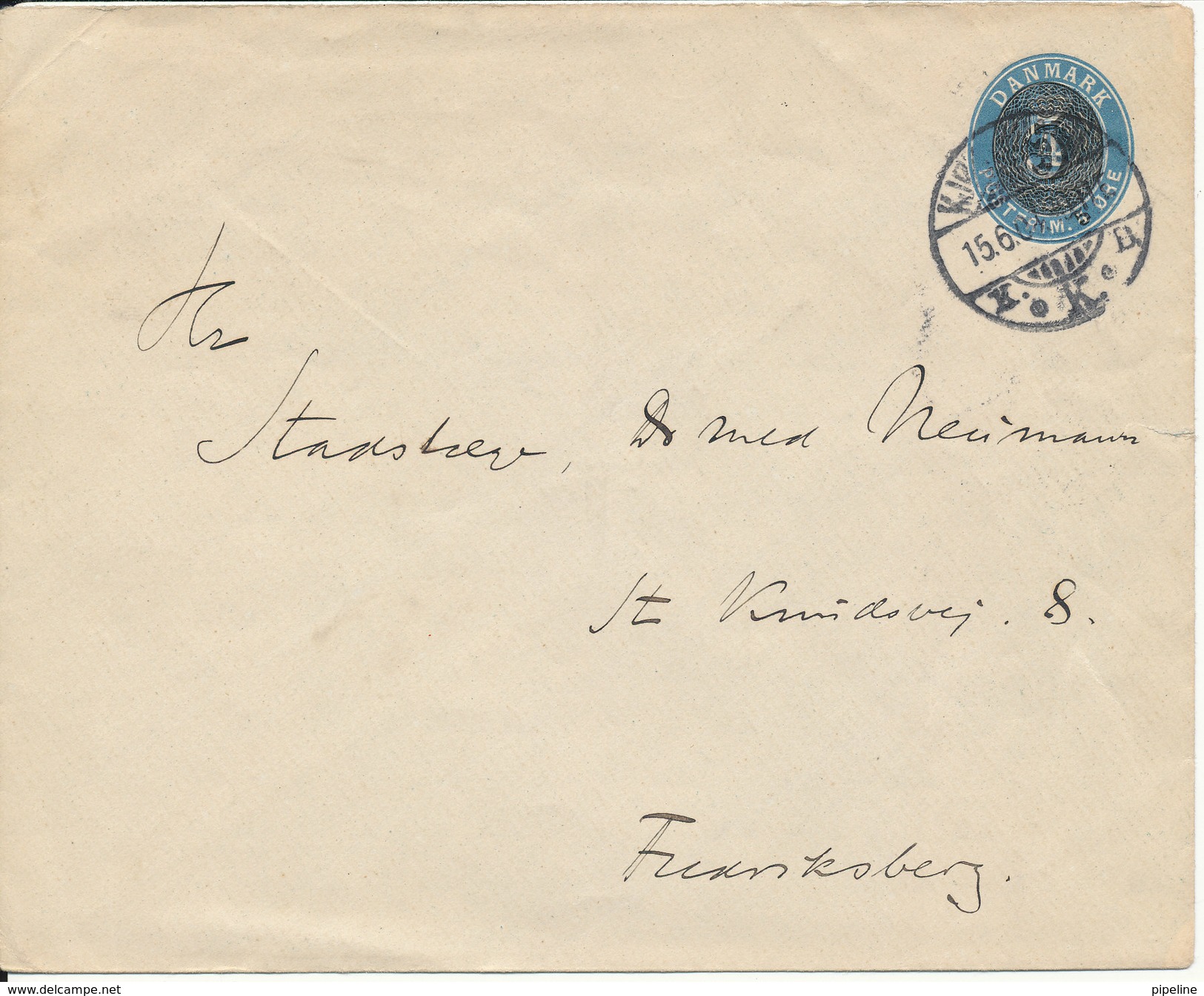 Denmark Postal Stationery Cover 5/4 öre Copenhagen 15-6-1904 - Entiers Postaux