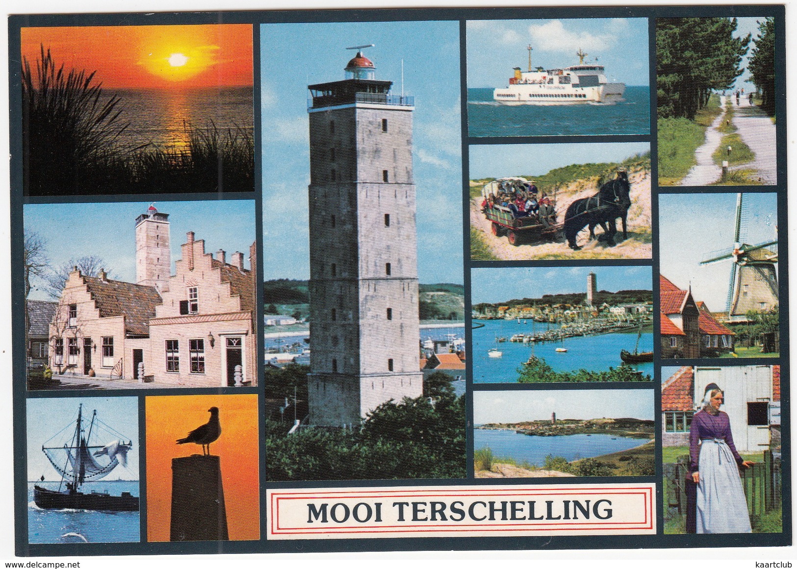 Terschelling - Vuurtoren/Phare, Paard En Wagen, Molen, Klederdracht, Veerboot, Dorp Etc. - (Nederland/Holland) - Terschelling