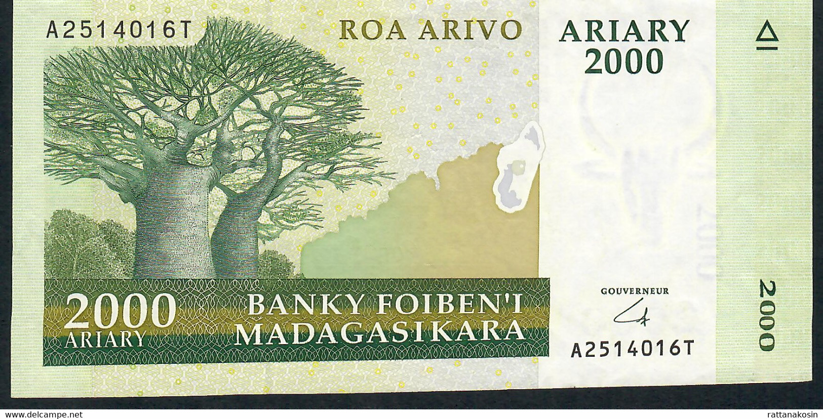 MADAGASCAR P90b 2000 ARIARY ND Signature 6 Issued 2008 W/o Francs Pref/suf A/T Paper Substrate XF-AU - Madagascar