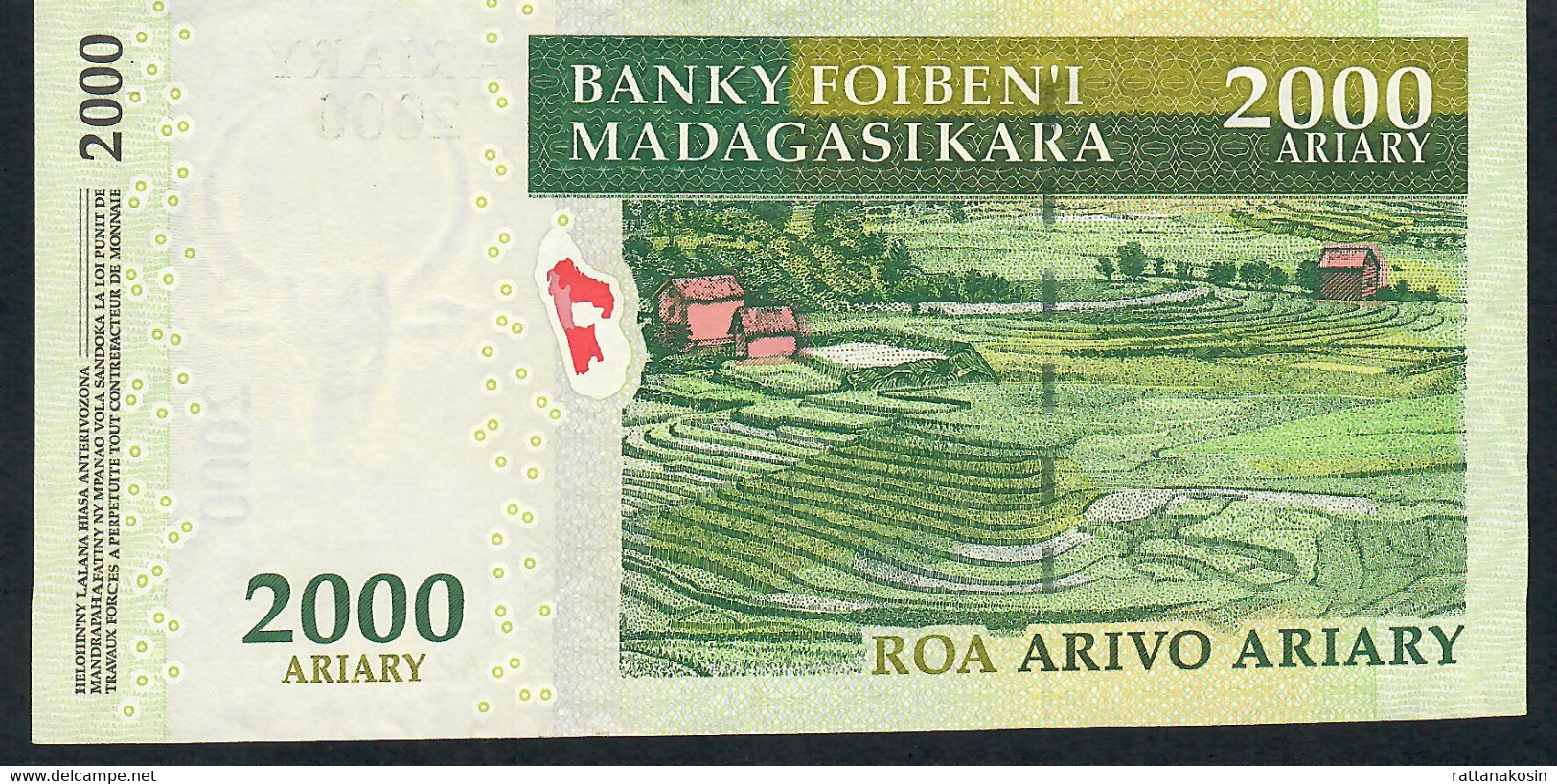 MADAGASCAR P90b 2000 ARIARY ND Signature 6 Issued 2008 W/o Francs Pref/suf A/T Paper Substrate XF-AU - Madagascar