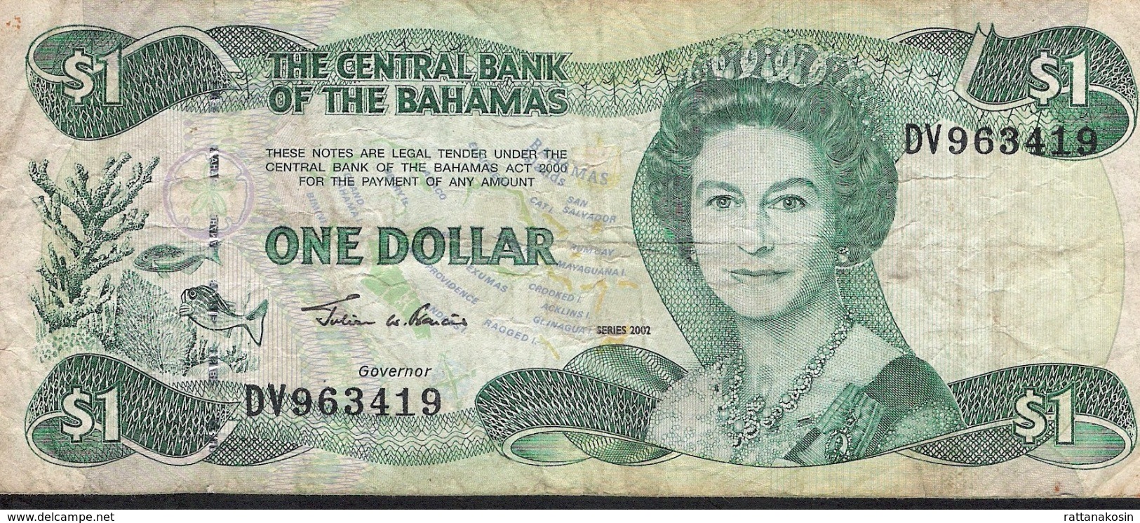 BAHAMAS  P70 1 DOLLAR  2002  #DV   FINE NO P.h. ! - Bahamas