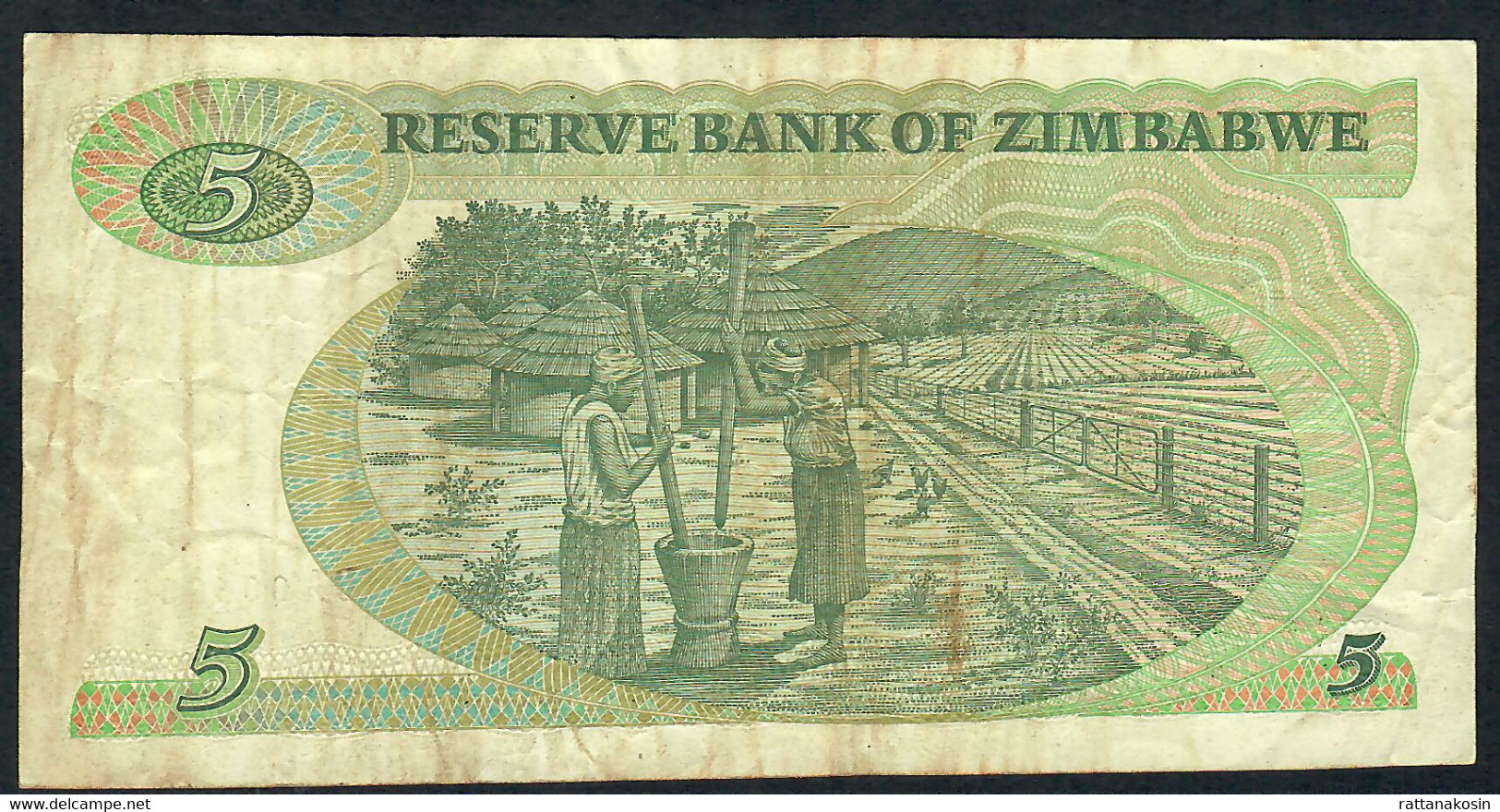 ZIMBABWE P2e 5 DOLLARS 1994 #BA/T  Signature 3 Type B FINE NO P.h. ! - Zimbabwe